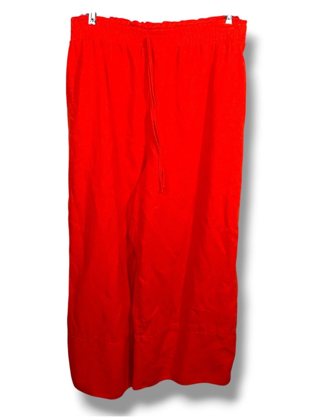 New LC Lauren Conrad 3x Red Linen Blend Pants Wide Leg Elastic Waistband Plus